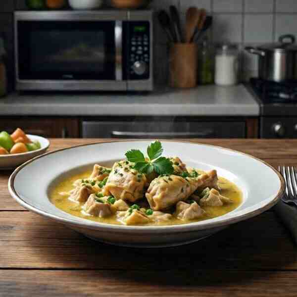 Белый суп из курицы в сметане