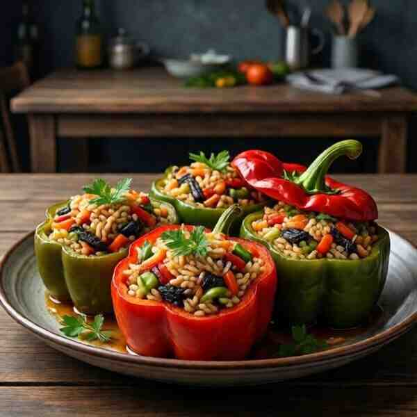 Болгарский перец фаршированный рисом и овощами