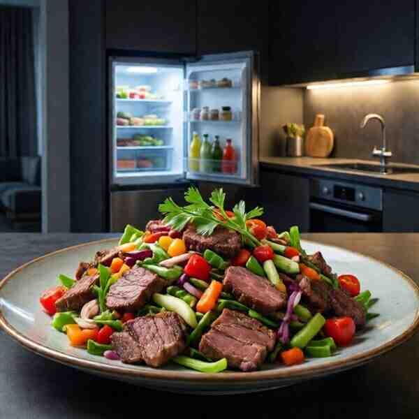 Вкусный мясной салат