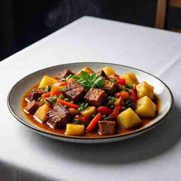 Гуляш из свинины с овощами и картофелем
