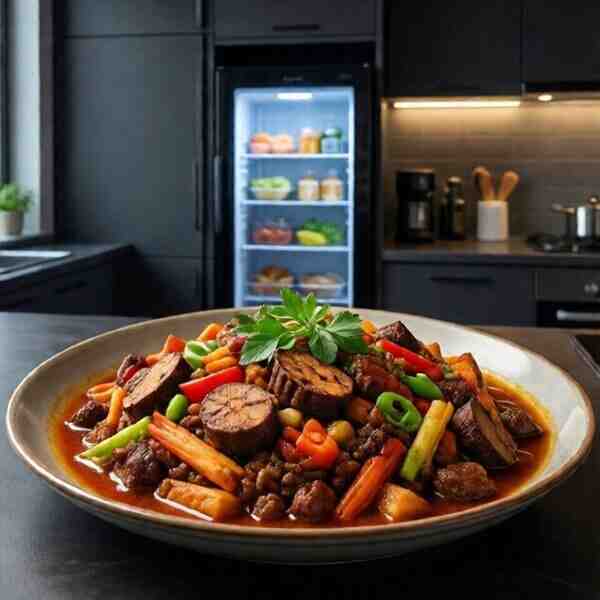 Гуляш овощной с копченой курицей