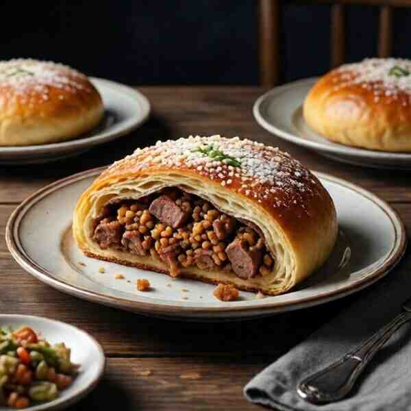 Дрожжевой пирог с мясным фаршем