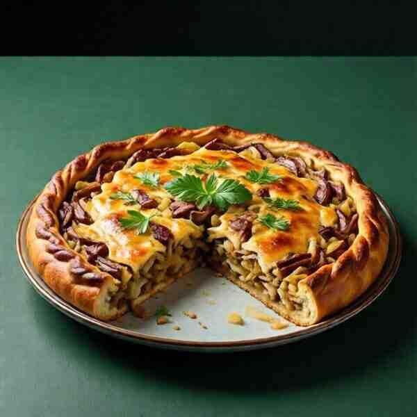 Заливной капустный пирог с копченой курицей