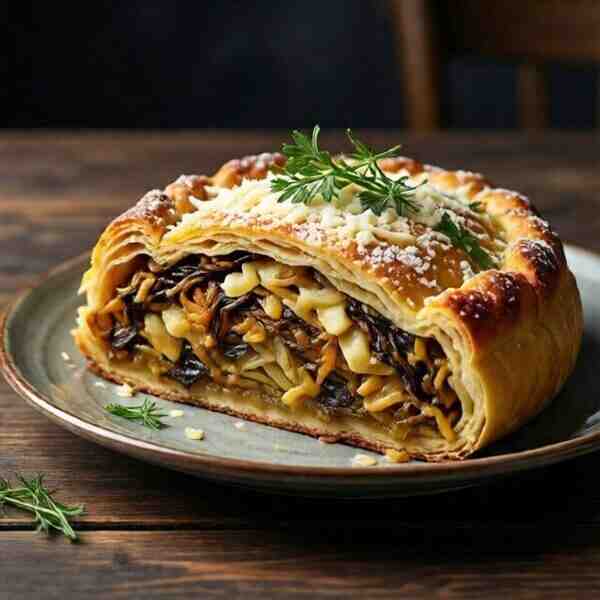 Заливной пирог с капустой и сыром