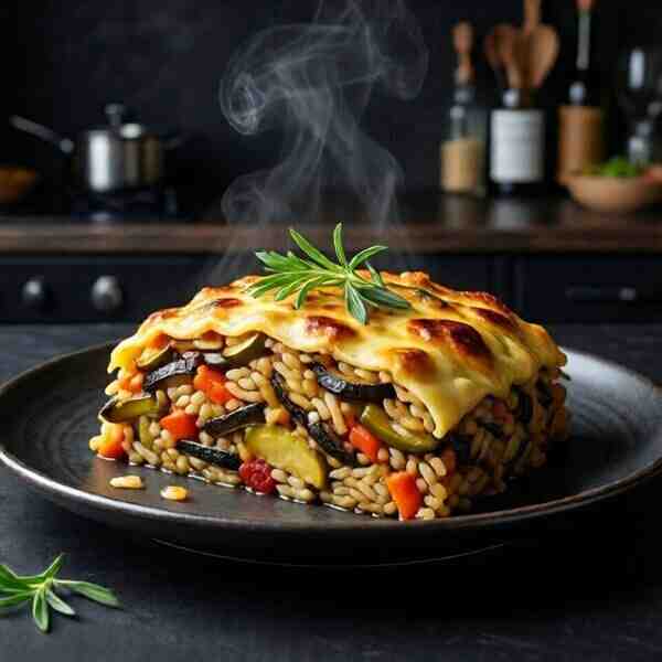 Запеканка с рисом и кабачками