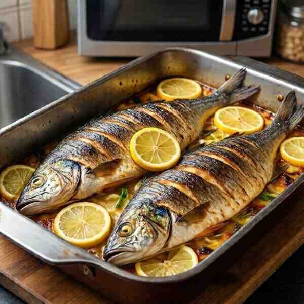Запеченная скумбрия с лимоном