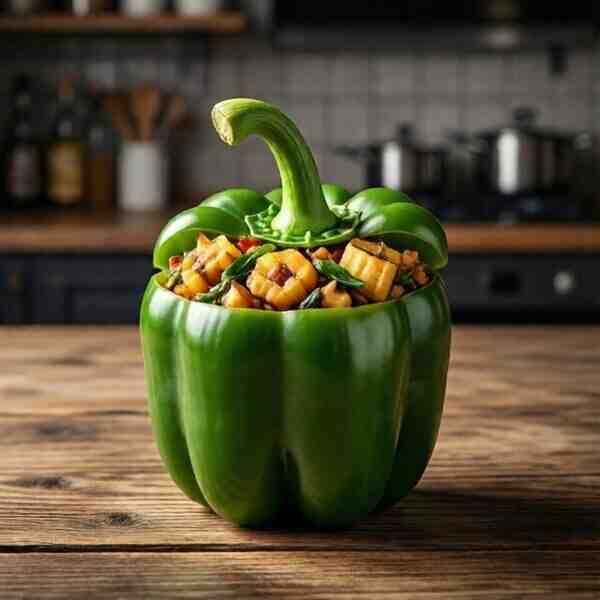 Зеленый перец фаршированный картофелем