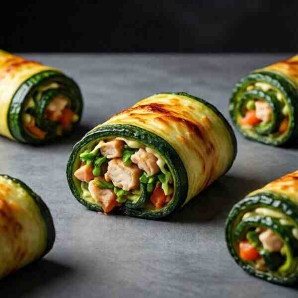 Кабачковые рулеты с курицей и сыром