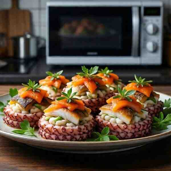 Кальмары фаршированные треской и форелью