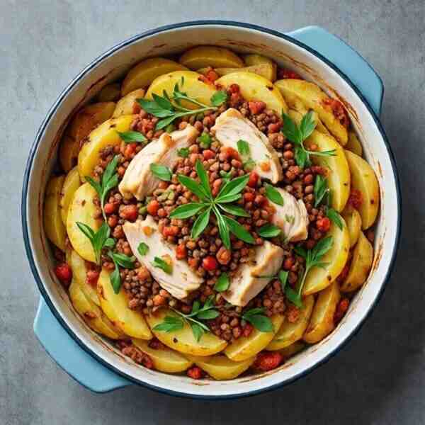 Картофельная запеканка с куриным фаршем