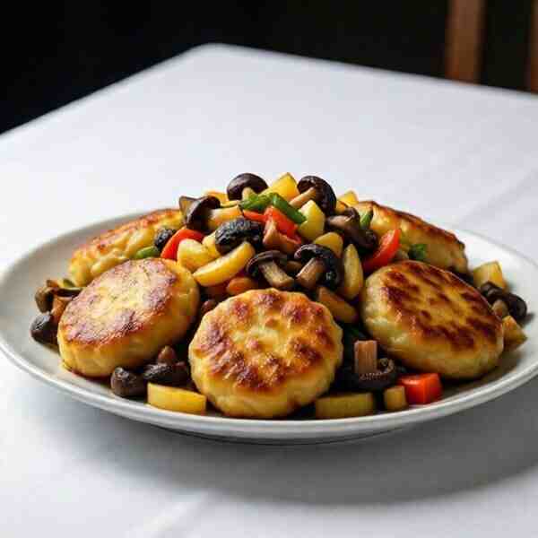 Картофельные зразы с грибами и овощами