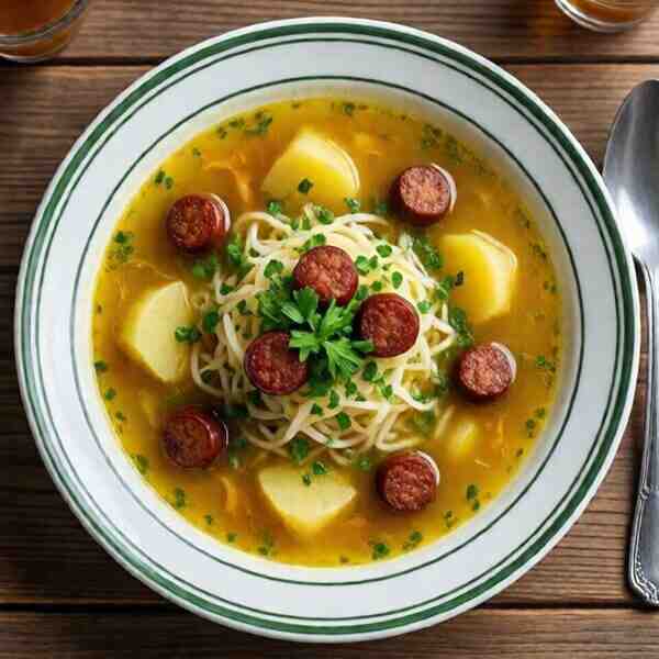 Картофельный суп с колбасками
