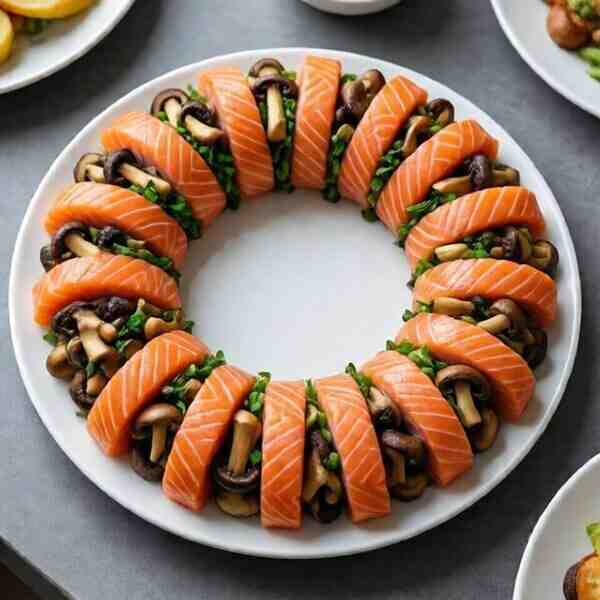 Кольца из лосося с шампиньонами