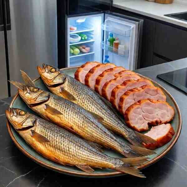 Копченая рыба и копченая куриная грудка