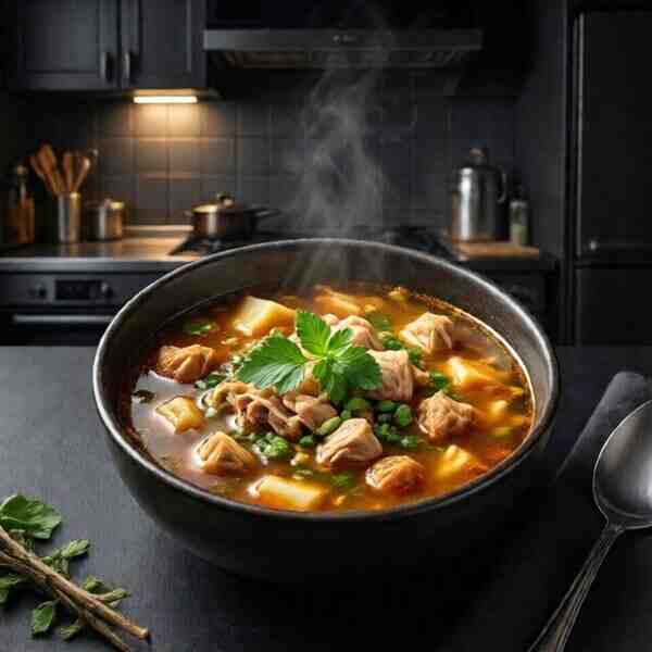 Куриный суп с галушками из манки