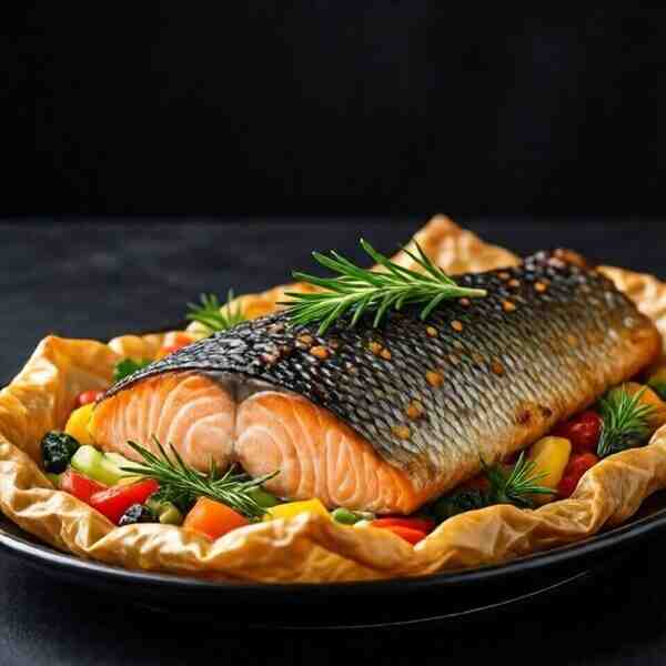 Лосось запечённый в фольге с овощами