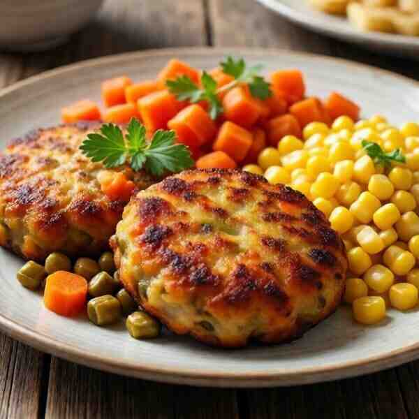 Морковные котлеты с горошком и кукурузой