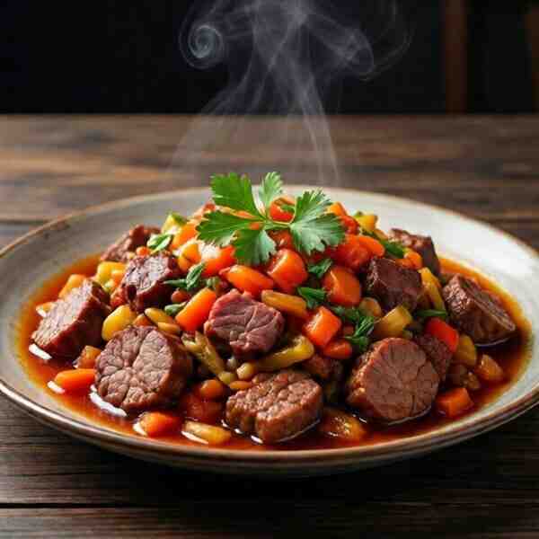 Мясная солянка припущенная с овощами