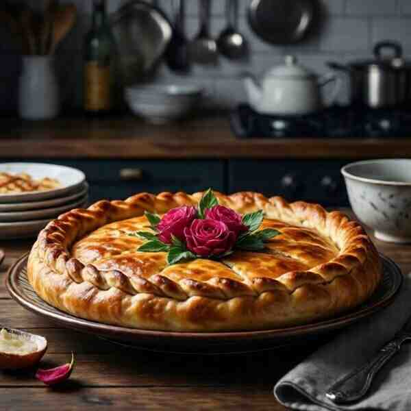 Мясной пирог Чайная роза