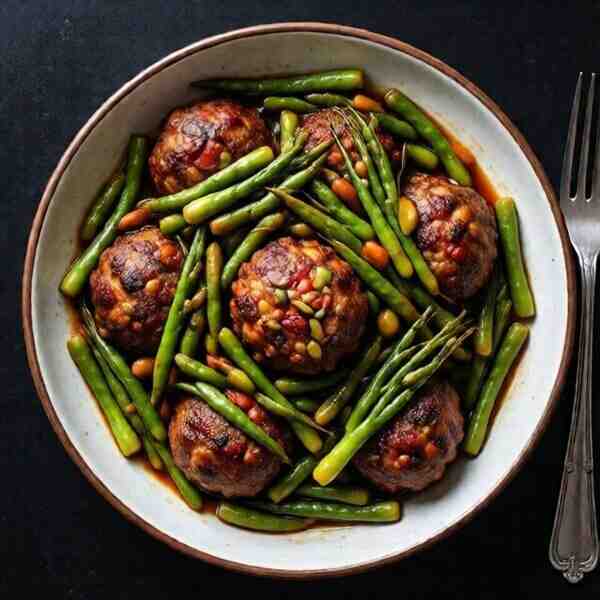 Мясные зразы со стручковой фасолью