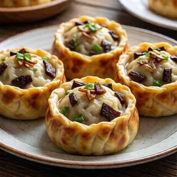 Пельмени с грибами в горшочках