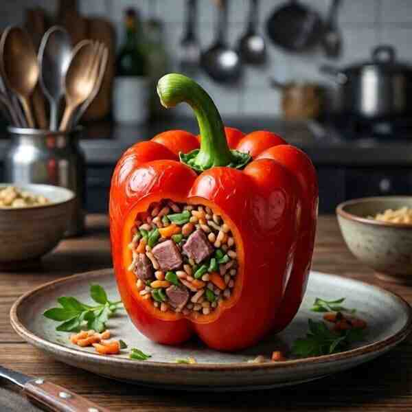 Перец фаршированный рисом и мясным фаршем