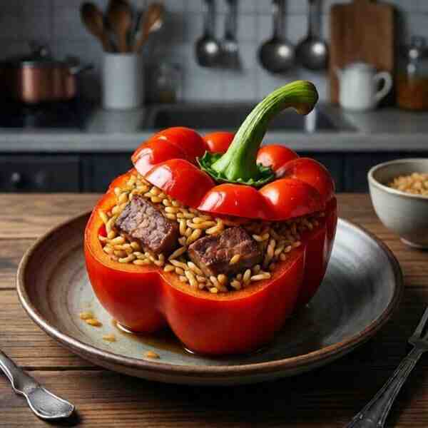 Перец фаршированный рисом и мясом