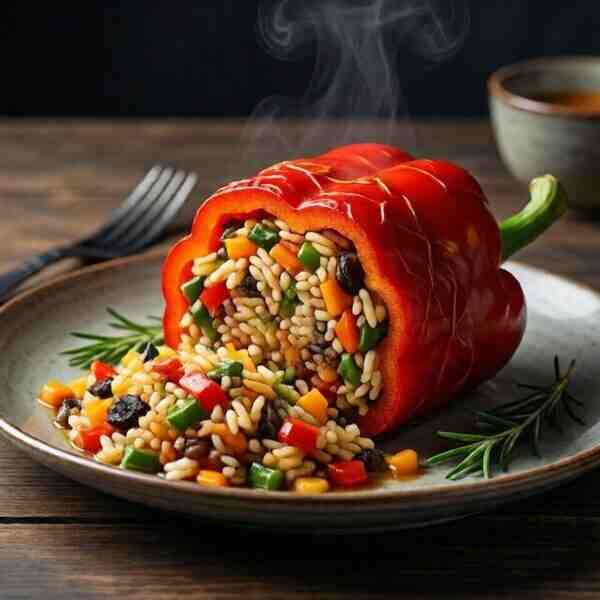 Перец фаршированный рисом и овощами