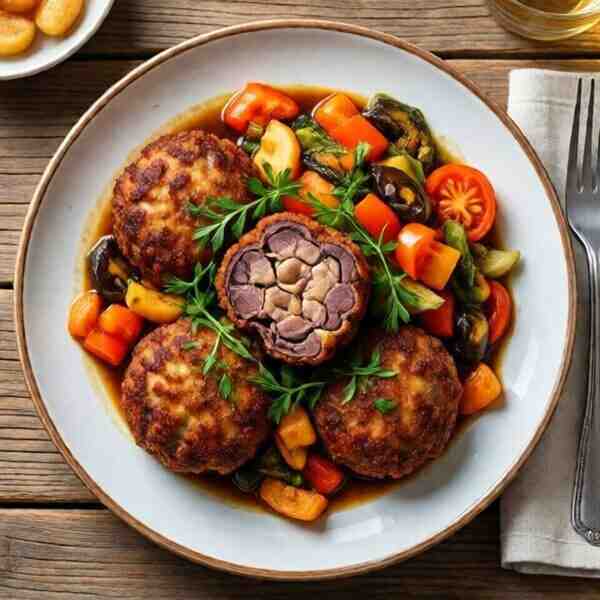 Печеночные котлеты с овощами