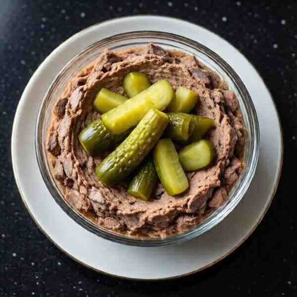 Печеночный паштет с маринованными огурцами