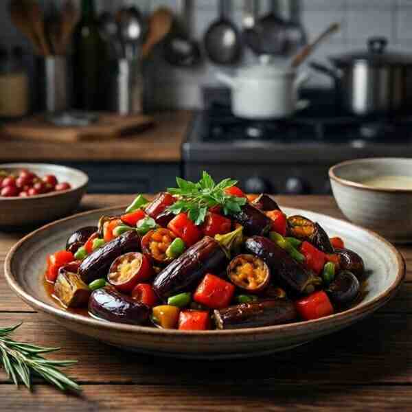 Плов постный с баклажанами