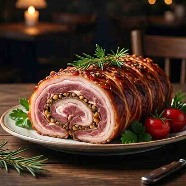 Рождественский мясной рулет без выпечки