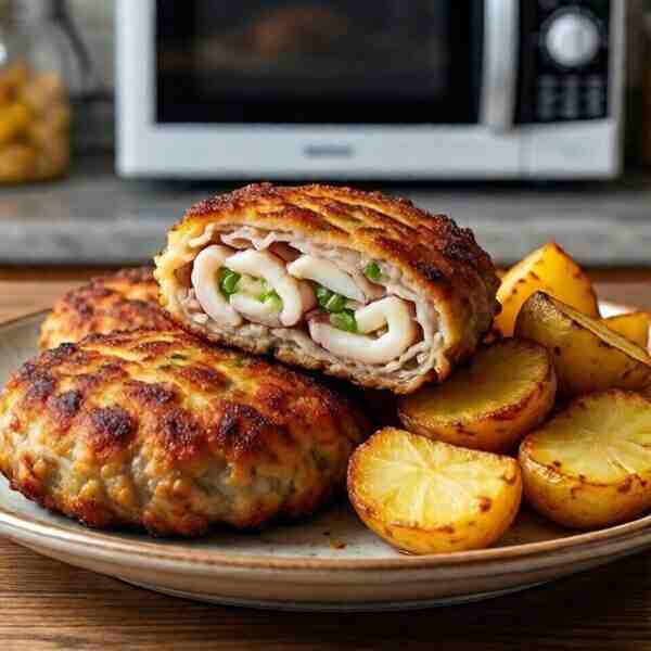 Рубленые котлеты из кальмаров и картофеля