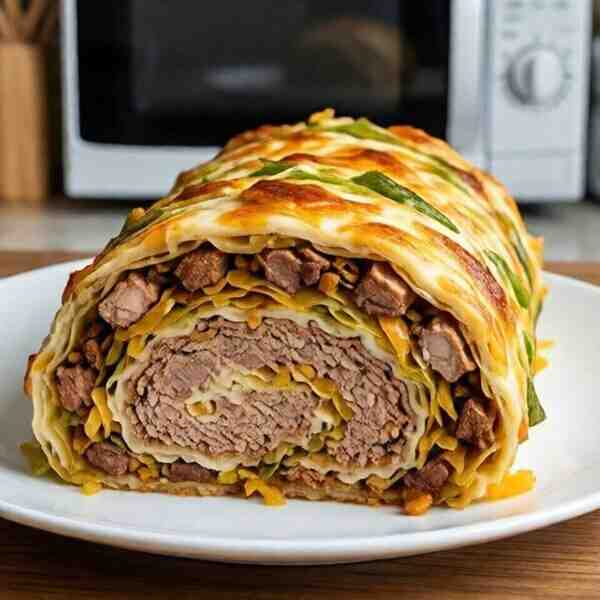 Рулет из мясного фарша с капустой