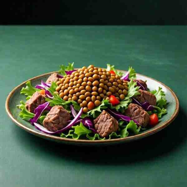 Салат мясной с консервированной фасолью