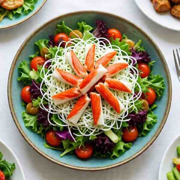 Салат овощной с крабовыми палочками
