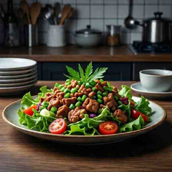 Салат с копченой курицей и чесноком