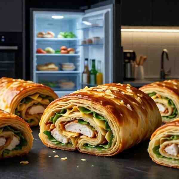 Слоеные рулетики с курицей и сыром