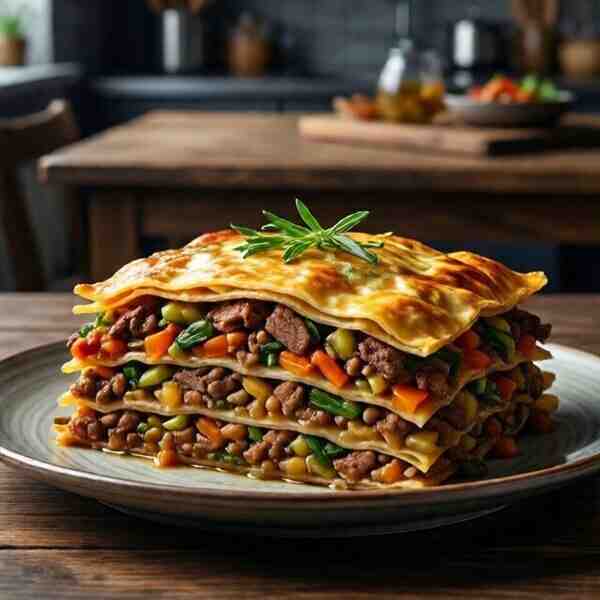 Слойки с домашней тушенкой и овощами