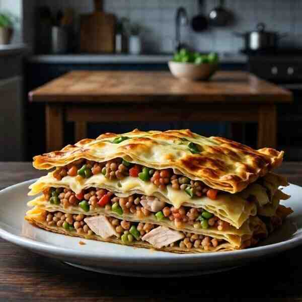 Слойки с куриным фаршем и сыром