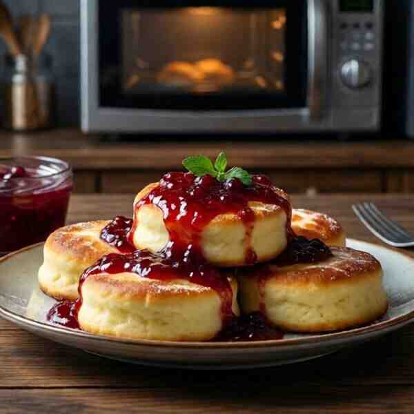 Творожные плюшки с клюквенным джемом