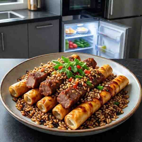 Трубочки с мясом и диким рисом
