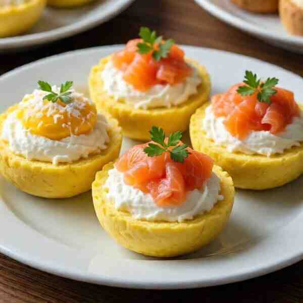 Яйца фаршированные сыром и лососем